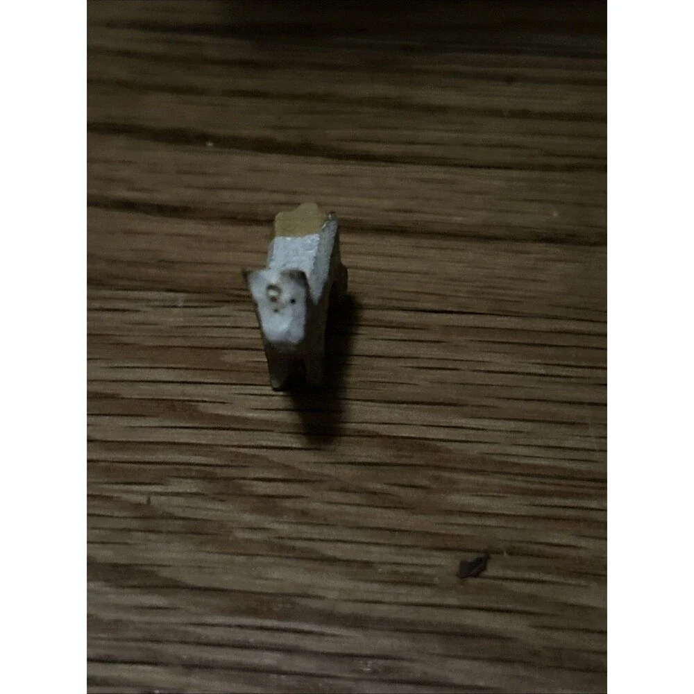 Vintage Hand Carved Wood Terrier Dog Figurine Miniature Putz Dollhouse